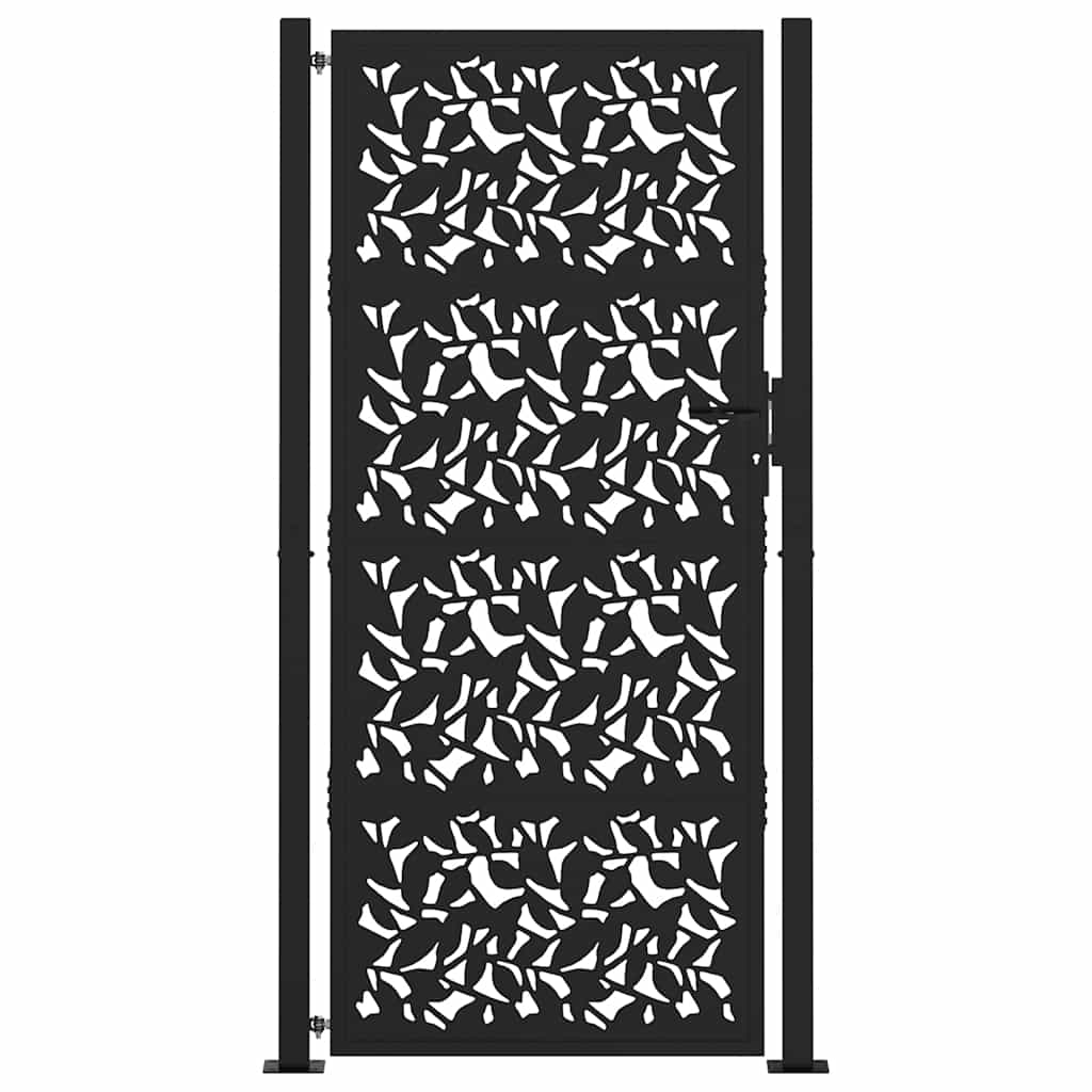 Cancello Vidaxxl con design a battente 100x200 cm acciaio nero