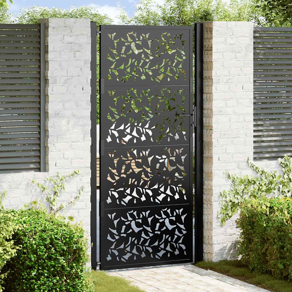 Cancello Vidaxxl con design a battente 100x200 cm acciaio nero
