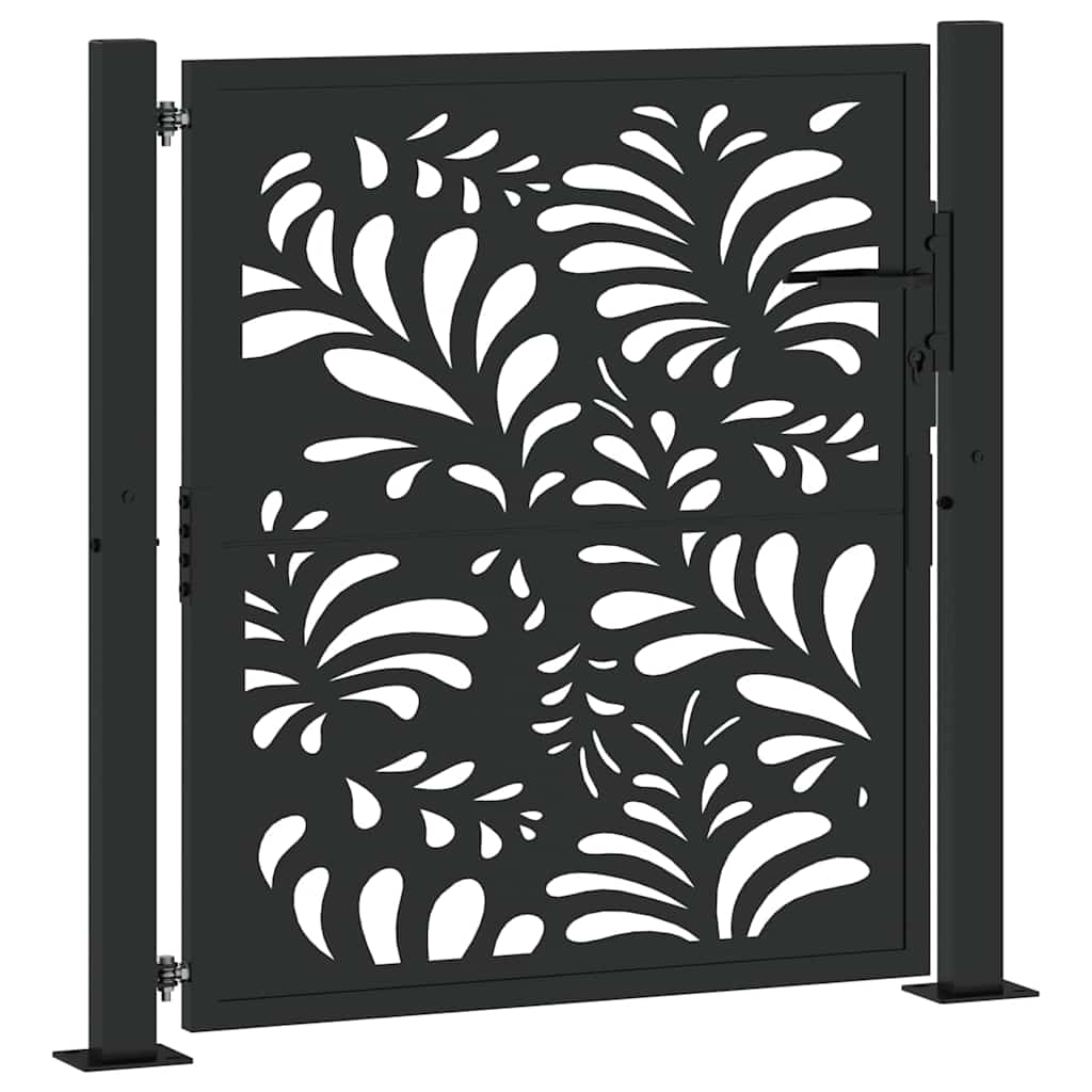 Cancello Vidaxxl con design ad onda 100x100 cm acciaio nero