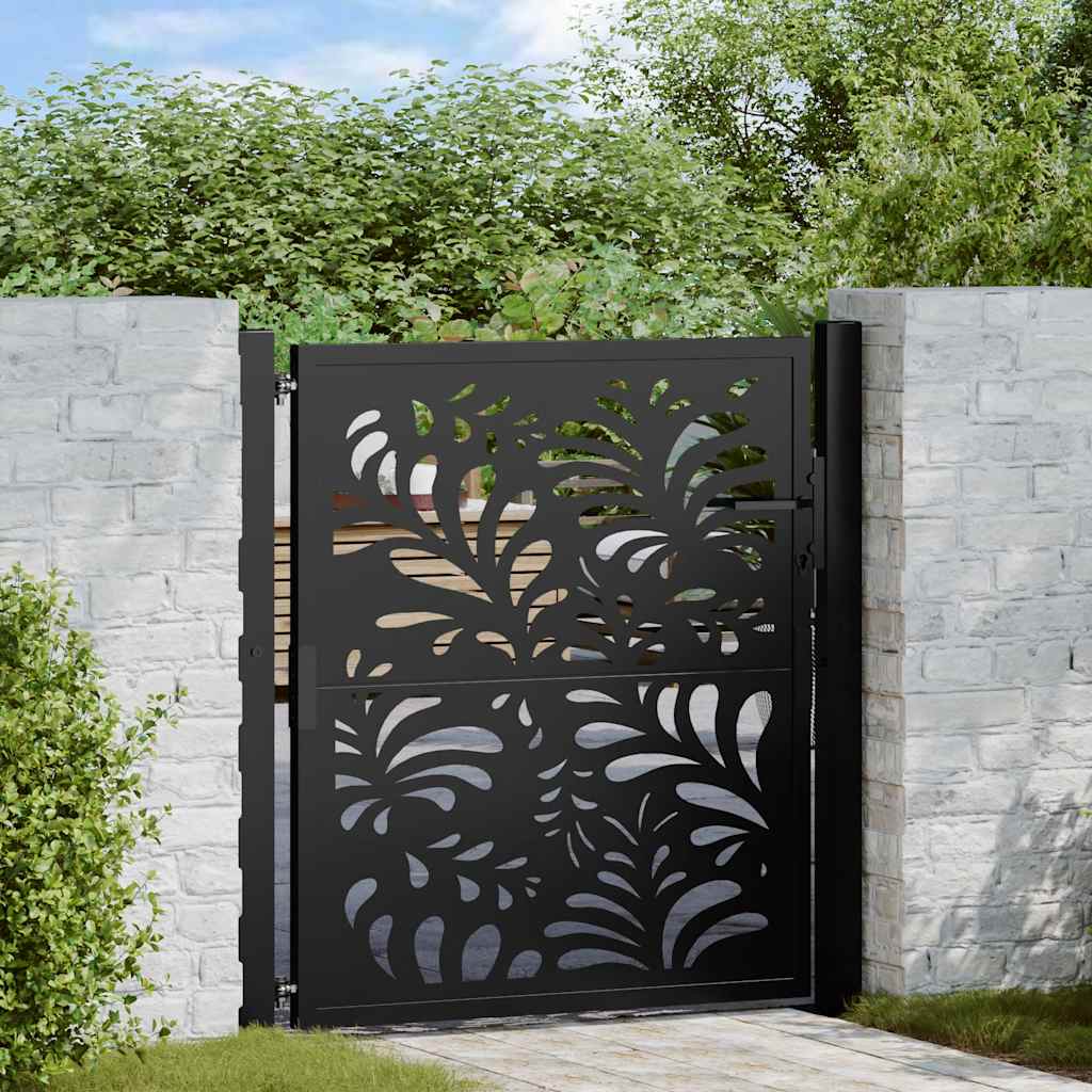 Cancello Vidaxxl con design ad onda 100x100 cm acciaio nero