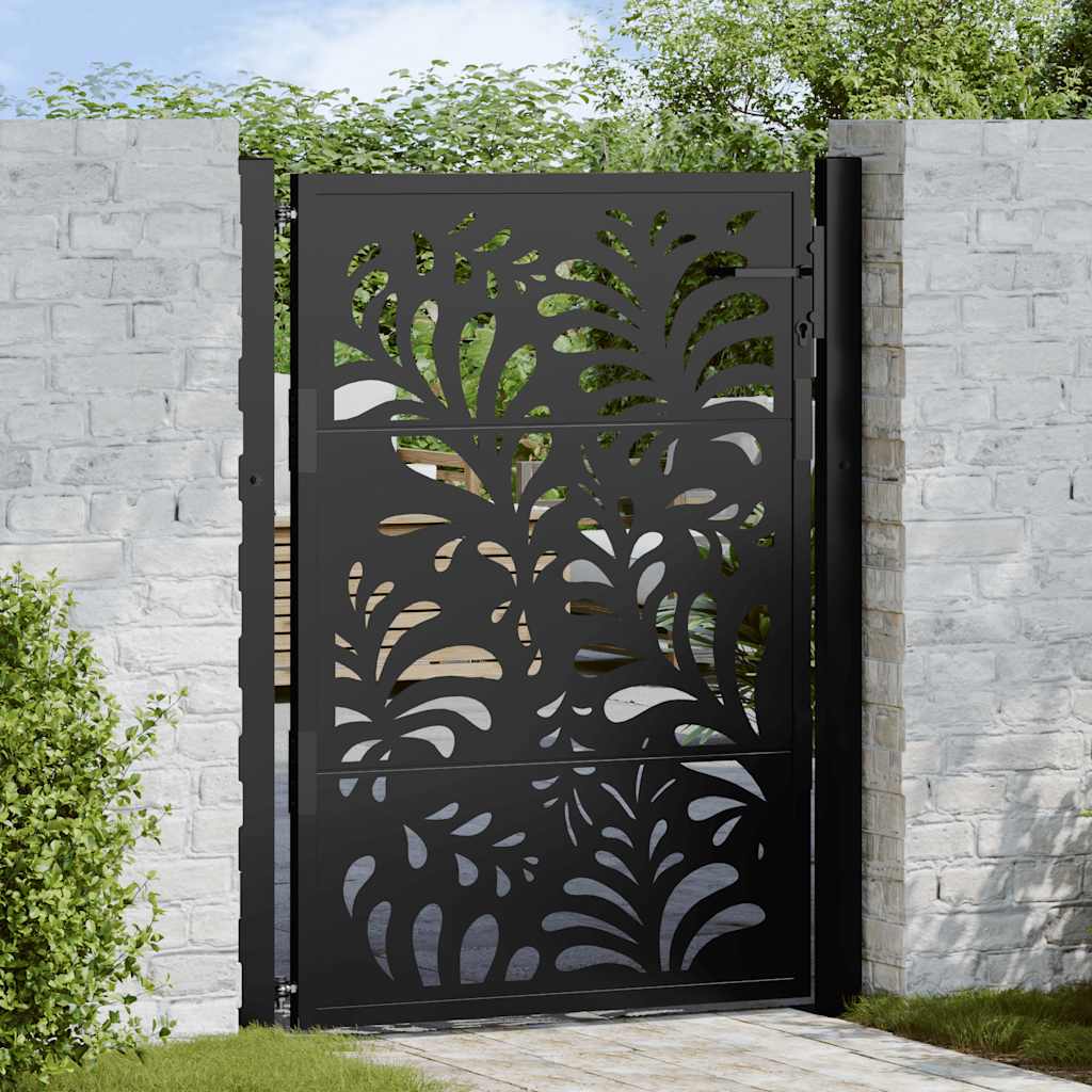 Cancello Vidaxxl con design a onda 100x125 cm acciaio nero
