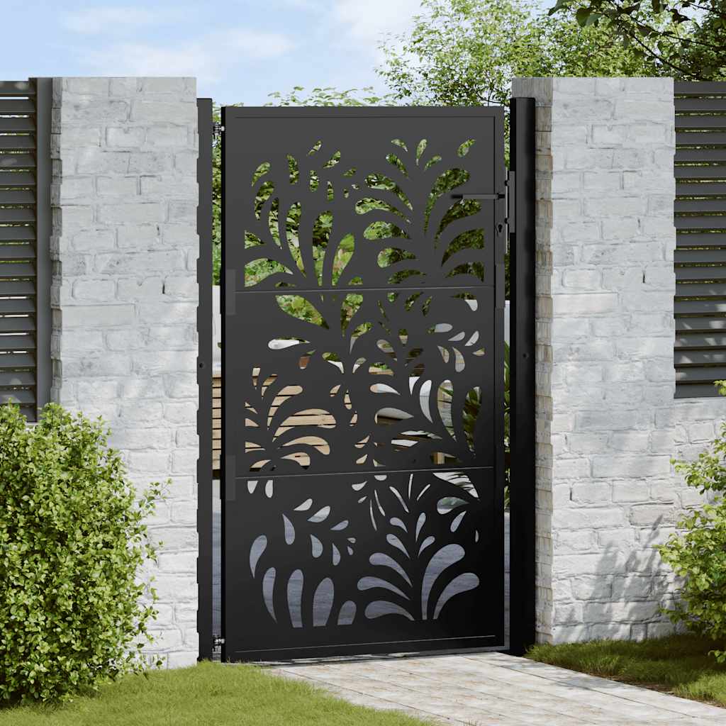 Cancello Vidaxxl con design ad onda 100x150 cm acciaio nero