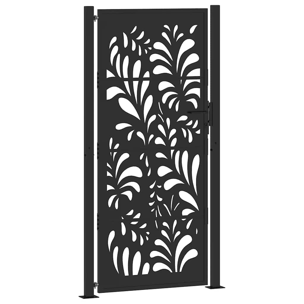Cancello Vidaxxl con design ad onda 100x200 cm acciaio nero