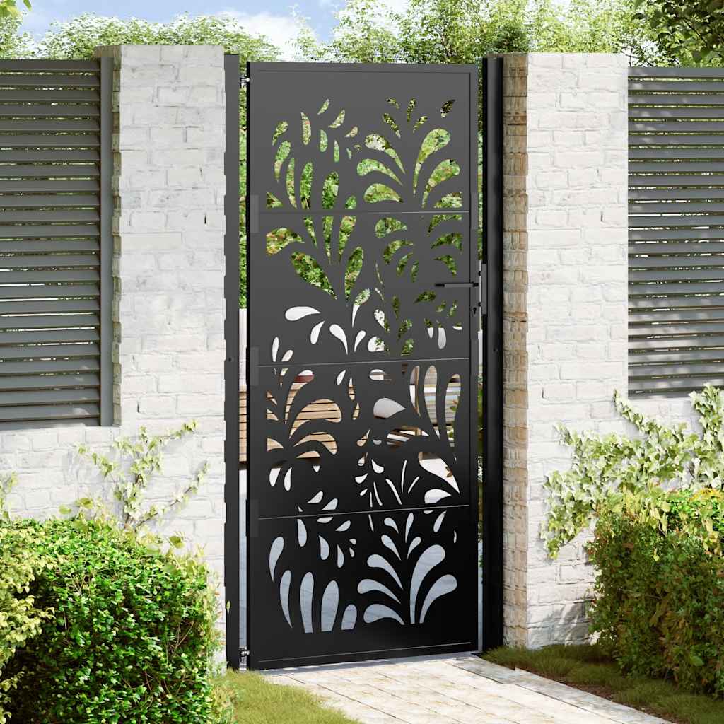 Cancello Vidaxxl con design ad onda 100x200 cm acciaio nero