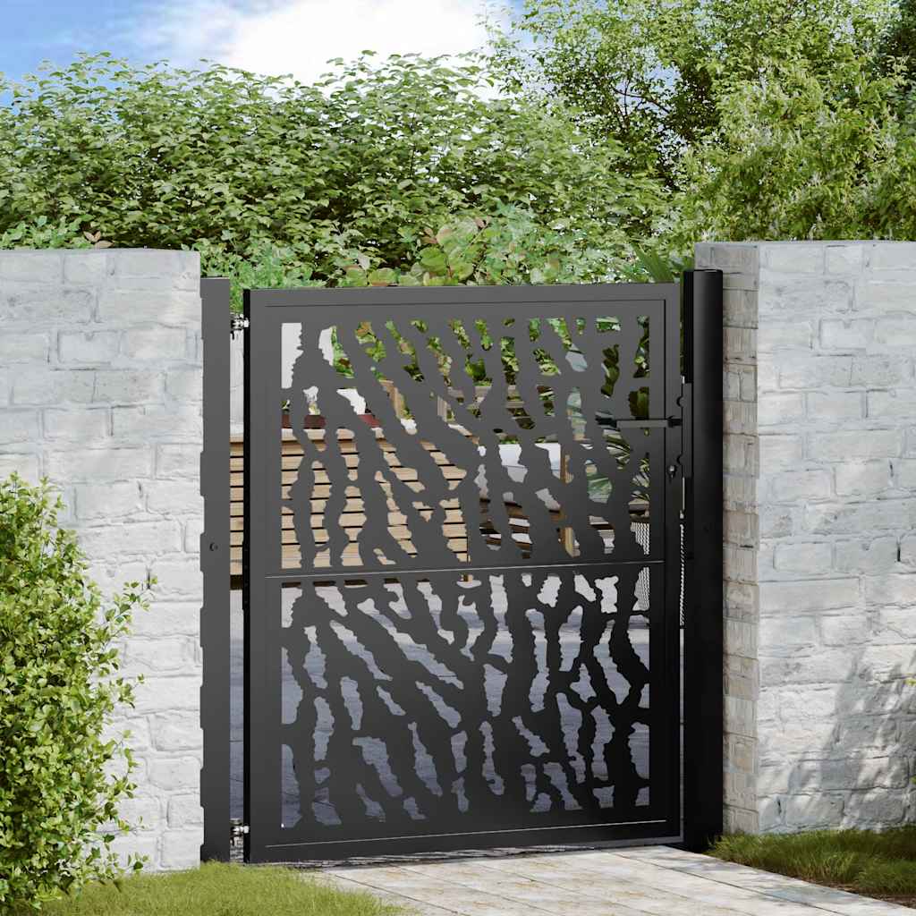 Cancello Vidaxxl con binario design 100x100 cm acciaio nero