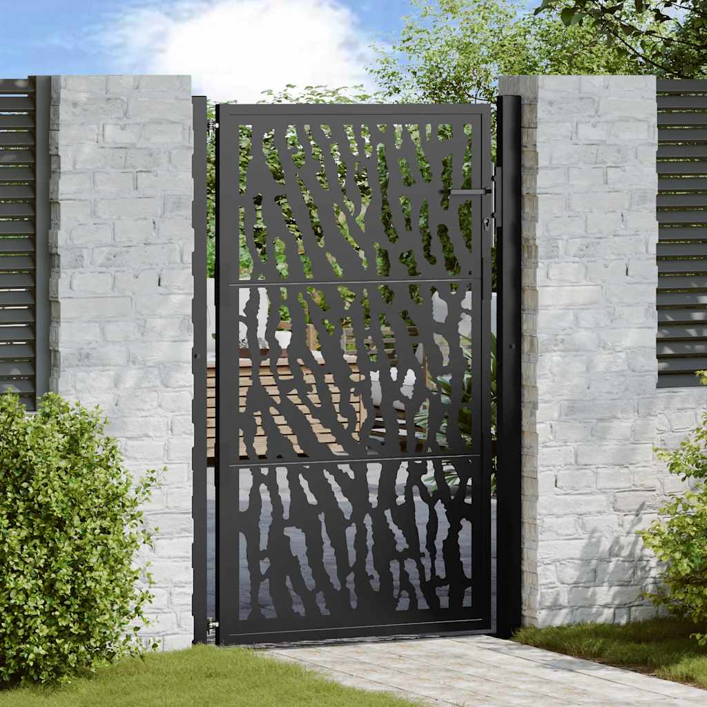Cancello Vidaxx con binario design 100x150 cm acciaio nero