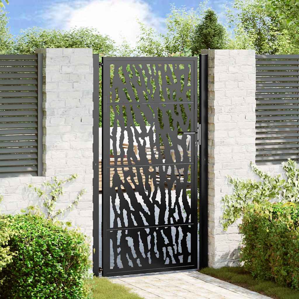 Cancello Vidaxxl con binario design 100x175 cm acciaio nero