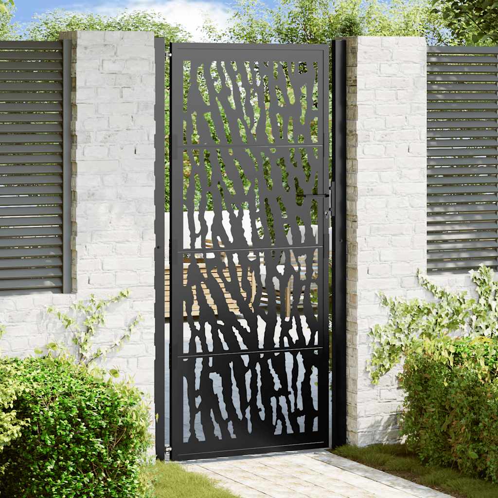 Cancello Vidaxxl con binario design 100x200 cm acciaio nero