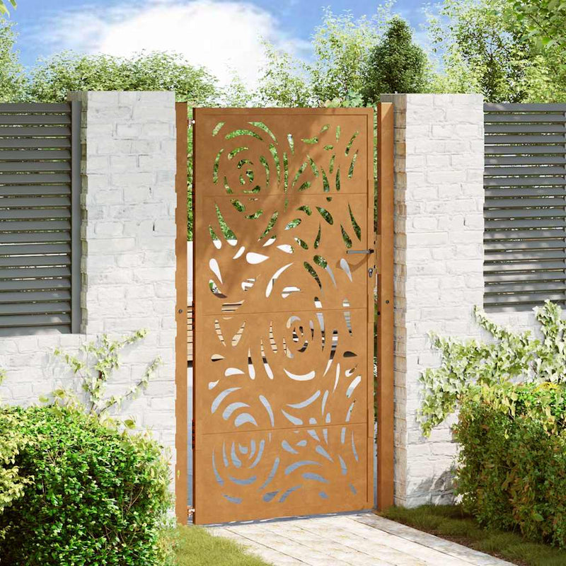 Vidaxl poort met vlamontwerp 100x200 cm weervast staal