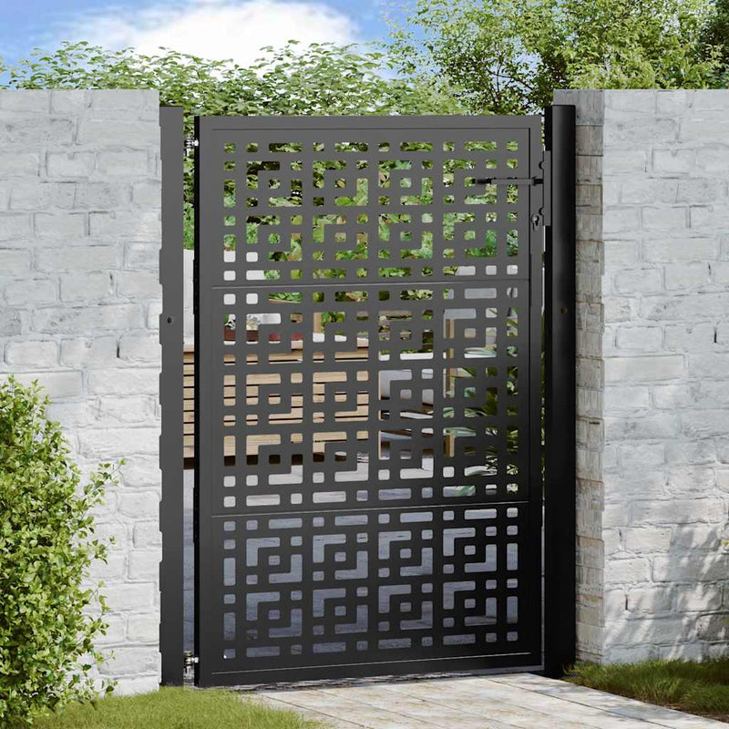 Cancello VidaXL con design a croce 100x125 cm in acciaio nero