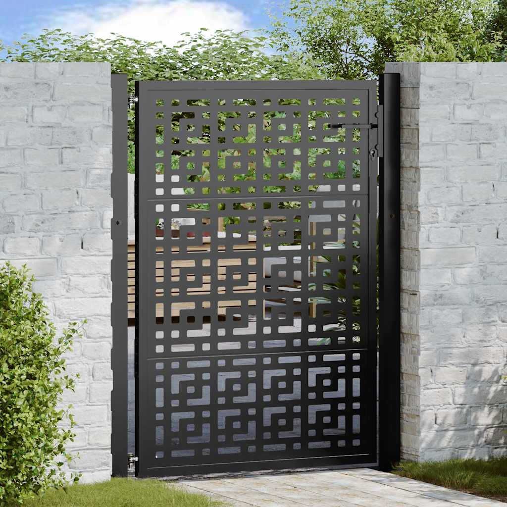Cancello VidaXL con design a croce 100x125 cm in acciaio nero