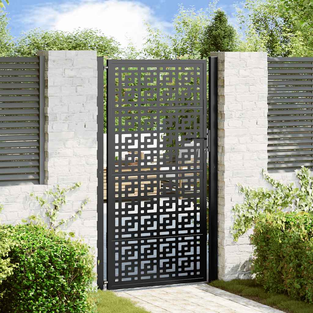Cancello Vidaxxl con design a croce 100x175 cm acciaio nero
