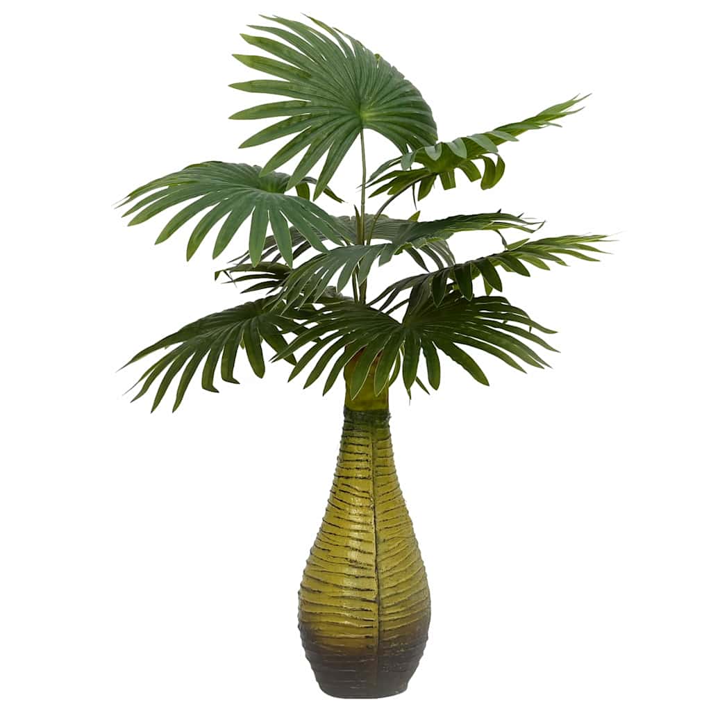 Vidaxl planta de palmera artificial 9 hojas 65 cm verde