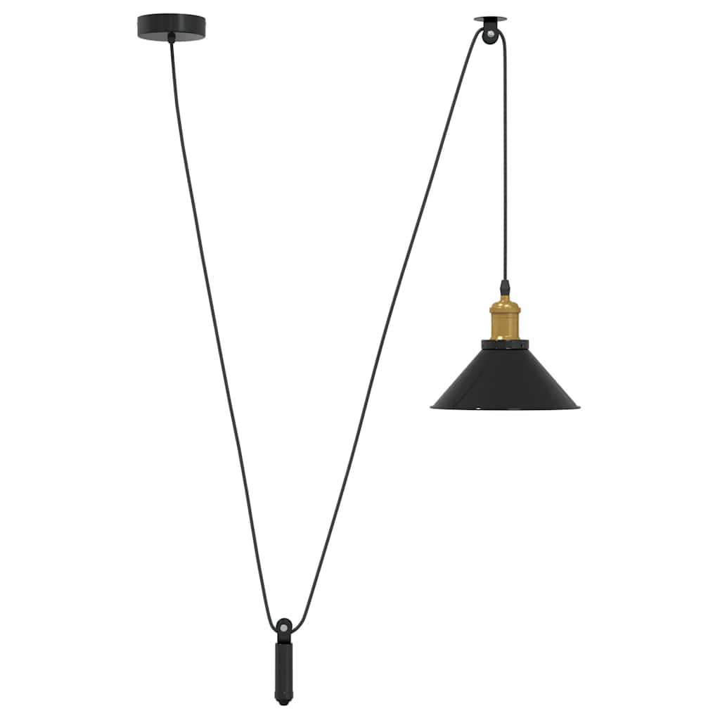 Vidaxx Lámpara colgante regulable en altura e27 ø22 cm metal negro brillo