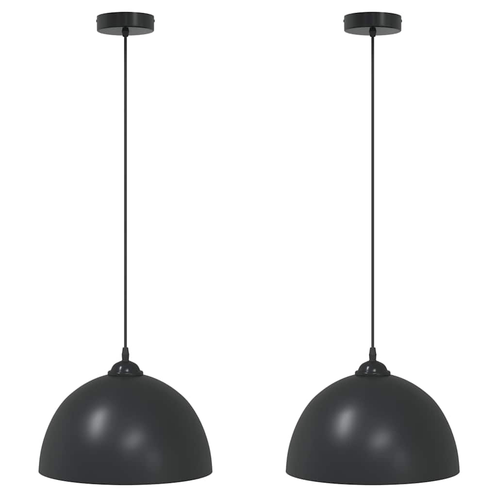 Vidaxl lámparas colgantes 2 uds regulable en altura e27 30 cm metal negro