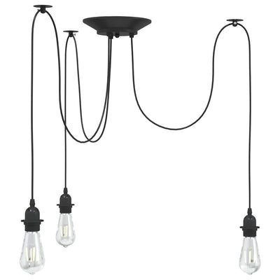 Lampada a sospensione VidaXL con 3 portalampade E27 in metallo nero