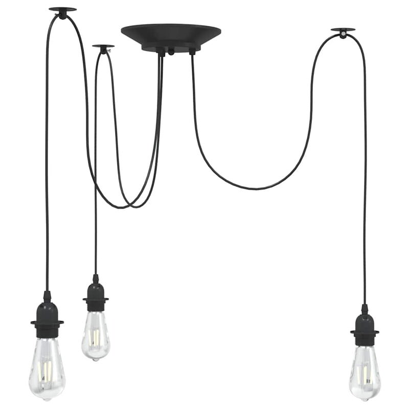 Lampada a sospensione VidaXL con 3 portalampade E27 in metallo nero