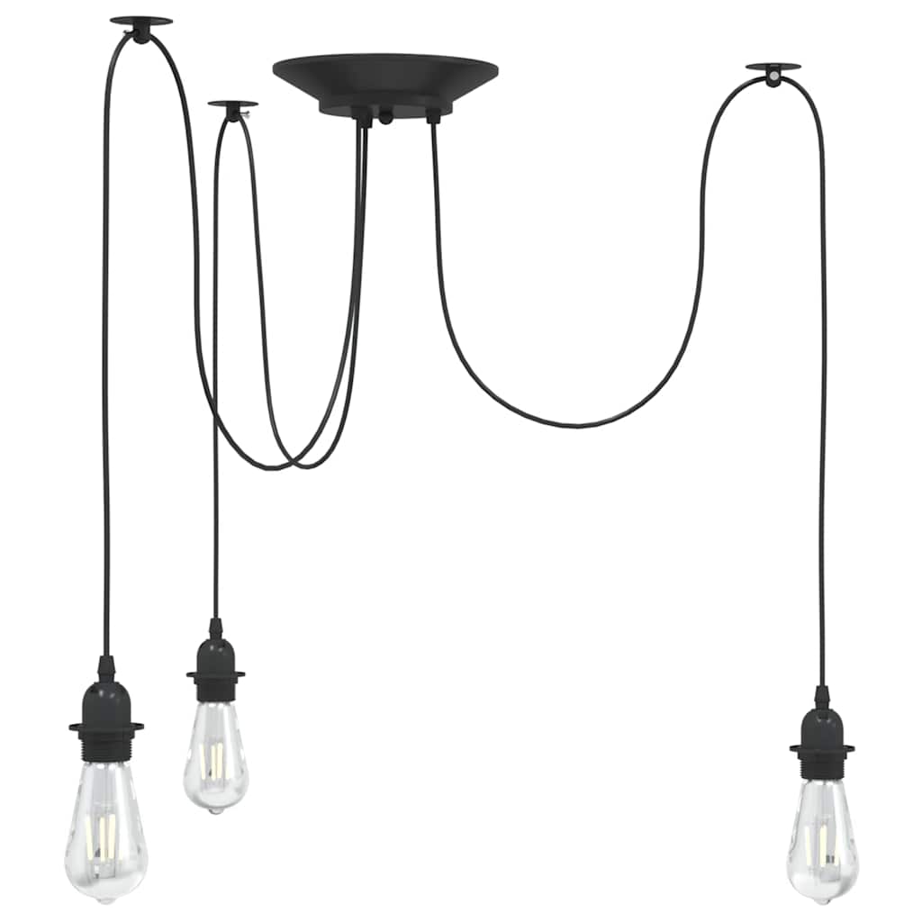 VidaXL lámpara colgante con 3 portalámparas E27 metal negro