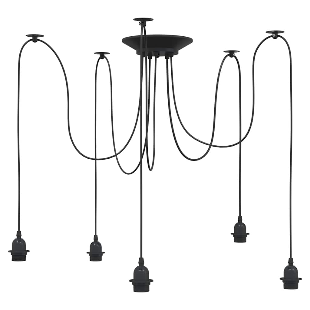 Lampada a sospensione VidaXL con 5 portalampade E27 in metallo nero