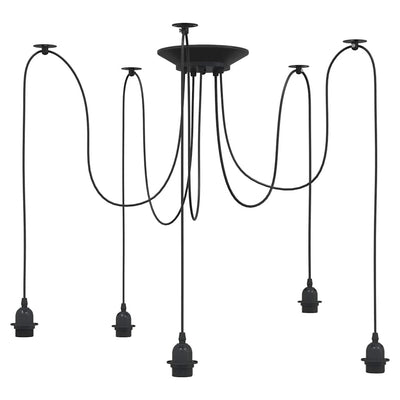 Lampada a sospensione VidaXL con 5 portalampade E27 in metallo nero