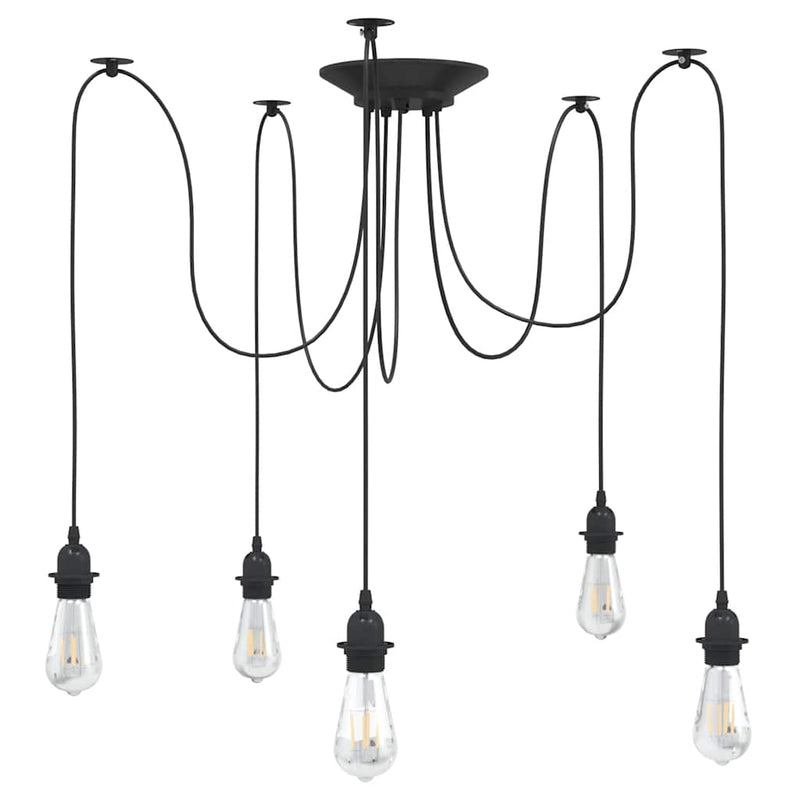 Lampada a sospensione VidaXL con 5 portalampade E27 in metallo nero