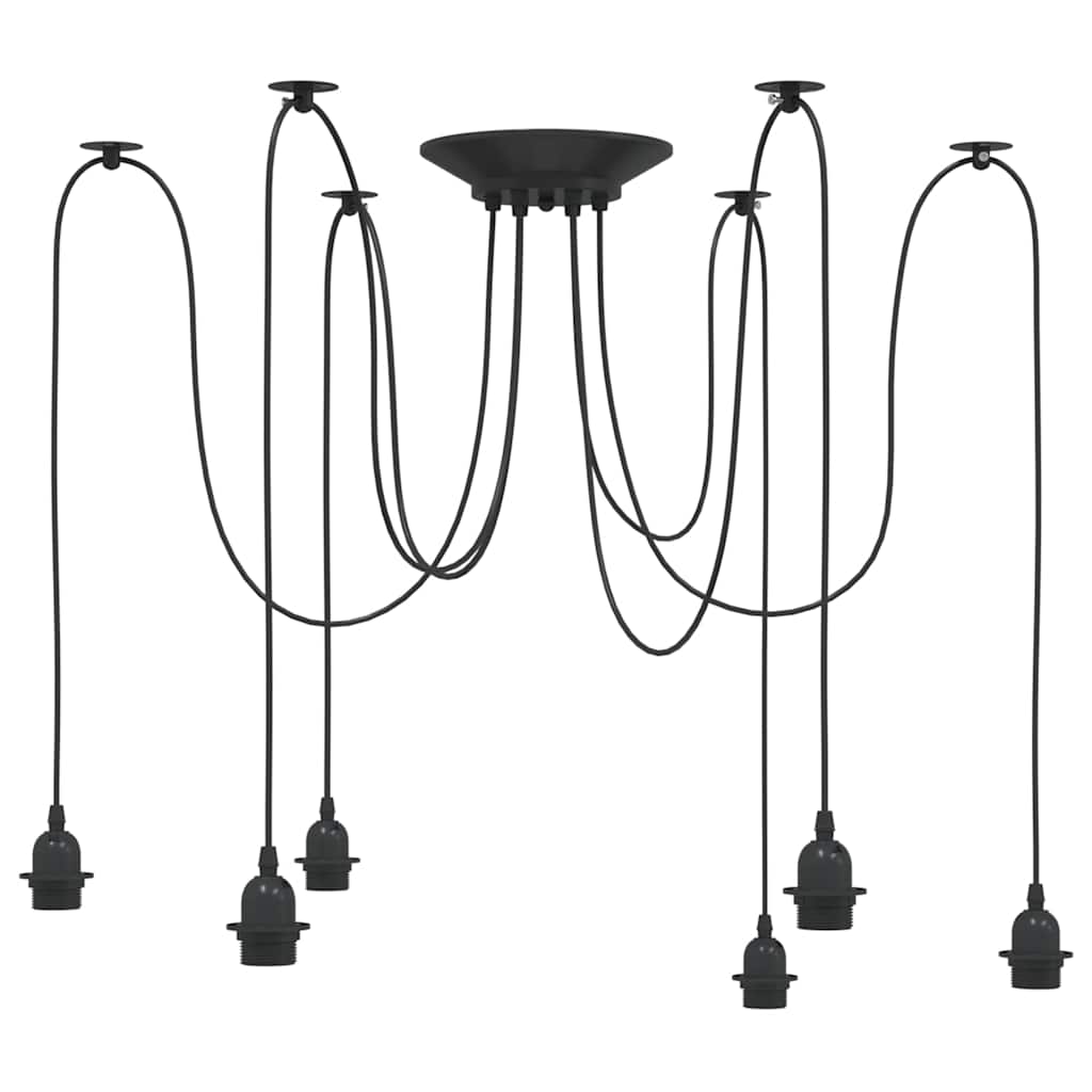 Lampada a sospensione VidaXL con 6 portalampade E27 in metallo nero