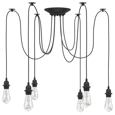 Lampada a sospensione VidaXL con 6 portalampade E27 in metallo nero