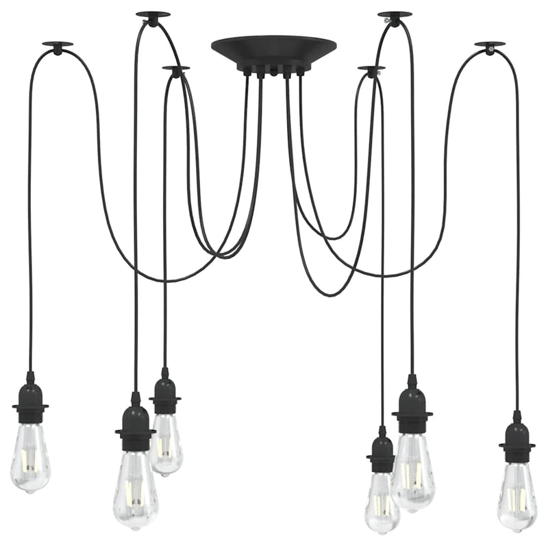 Lampada a sospensione VidaXL con 6 portalampade E27 in metallo nero