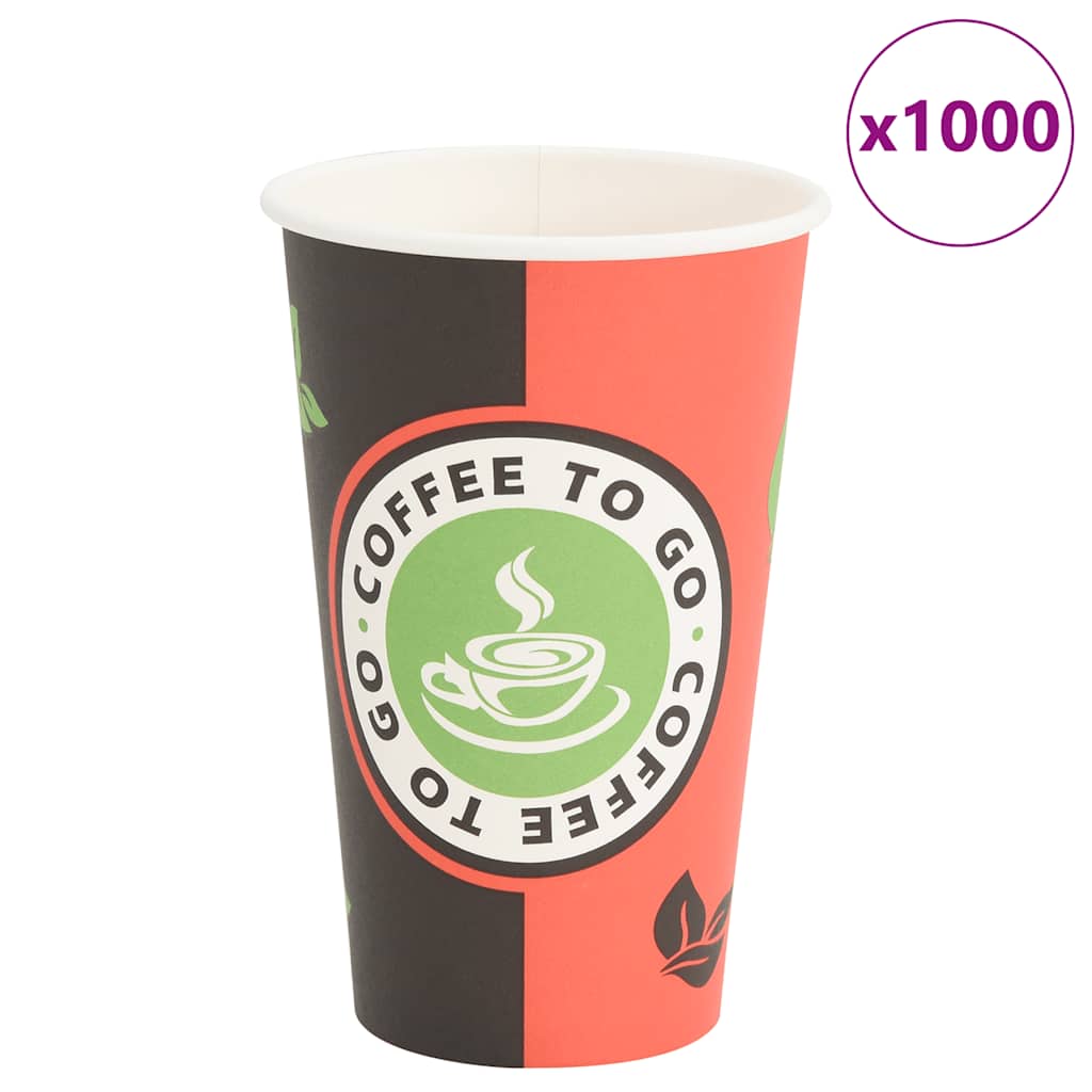 Vidaxl Paper Tazze da caffè 1000 St 16oz 400 ml di rosso e nero