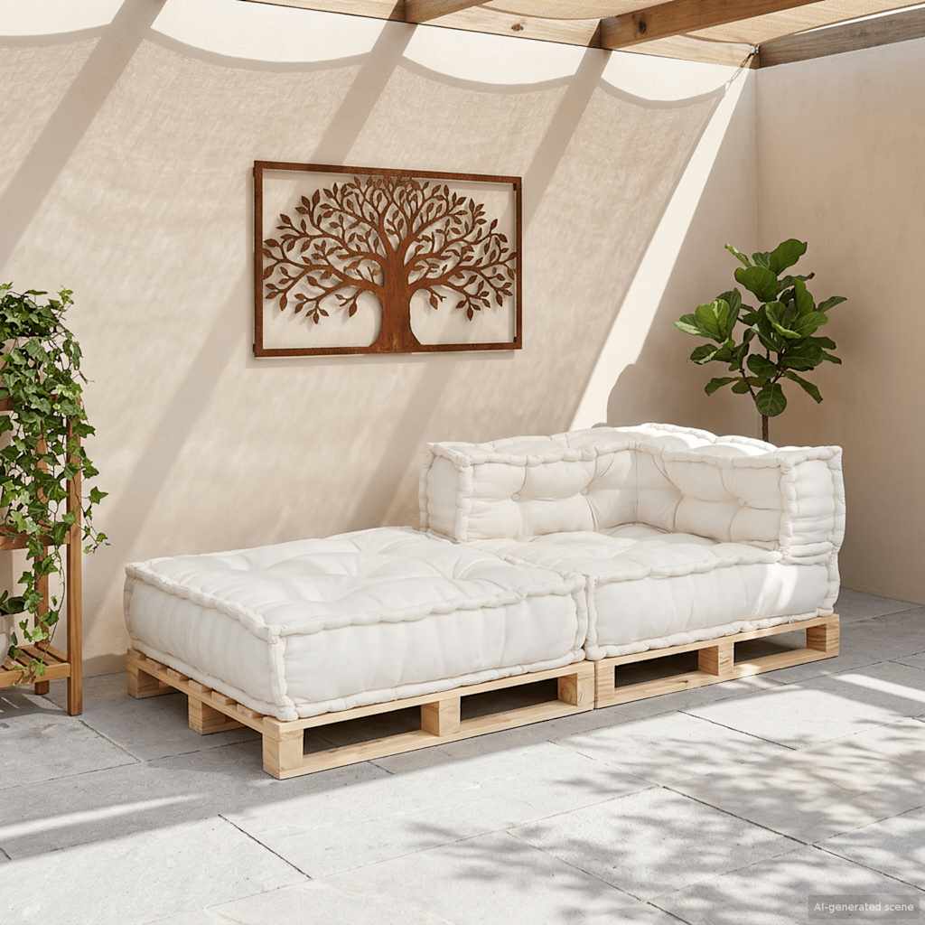 Sofá modular VidaXL 70x70x54 tela crema