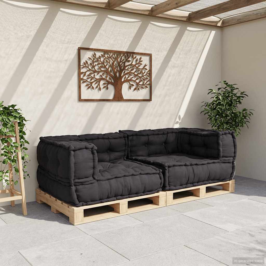 Divano componibile VidaXL 2 posti 140x70x36 tessuto antracite