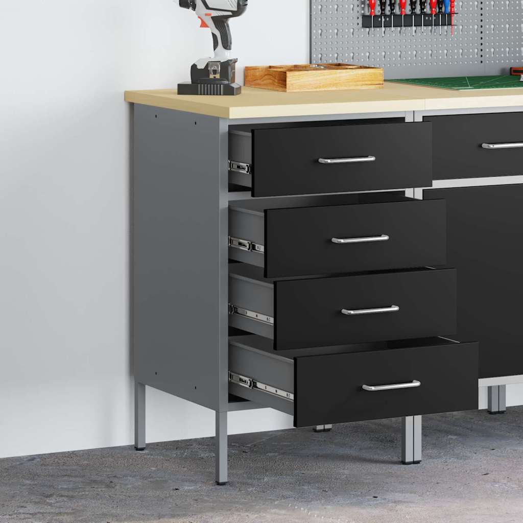 Banco da lavoro Vidaxxl con cassetto con contenitore nero e grigio 50 x 55 x 85 cm