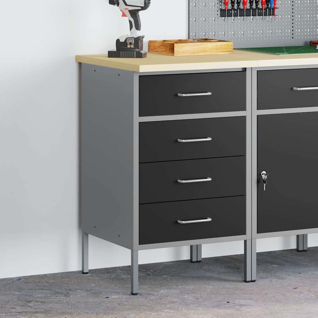 Banco da lavoro Vidaxxl con cassetto con contenitore nero e grigio 50 x 55 x 85 cm