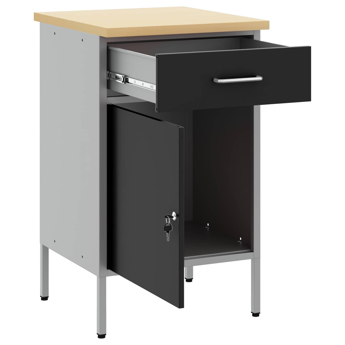Banco da lavoro Vidaxxl con cassetto con contenitore nero e grigio 50 x 55 x 85 cm