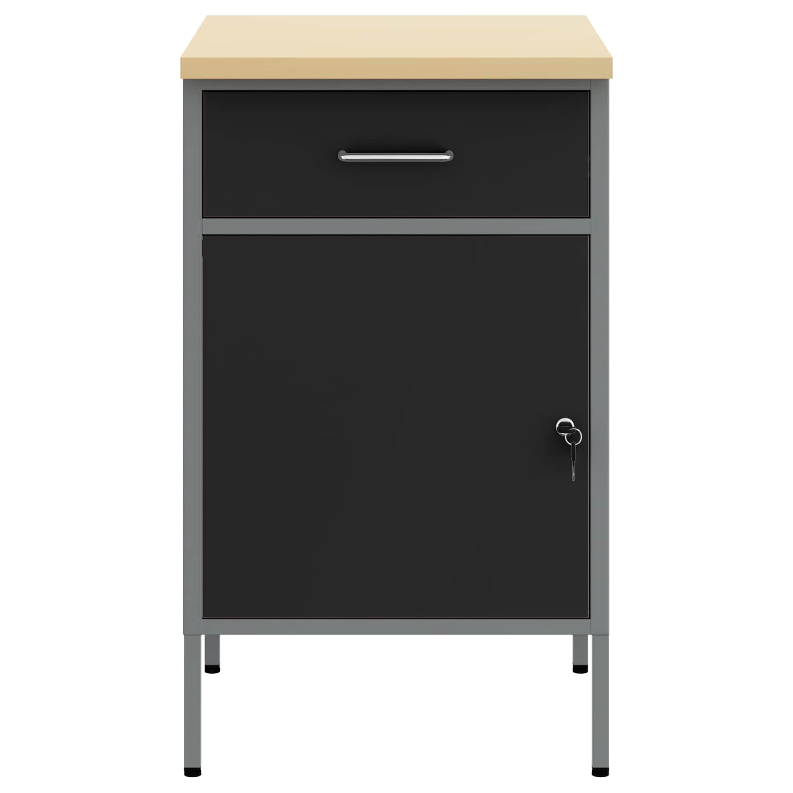 Vidaxl werkbank met lade met opslag zwart en grijs 50 x 55 x 85 cm