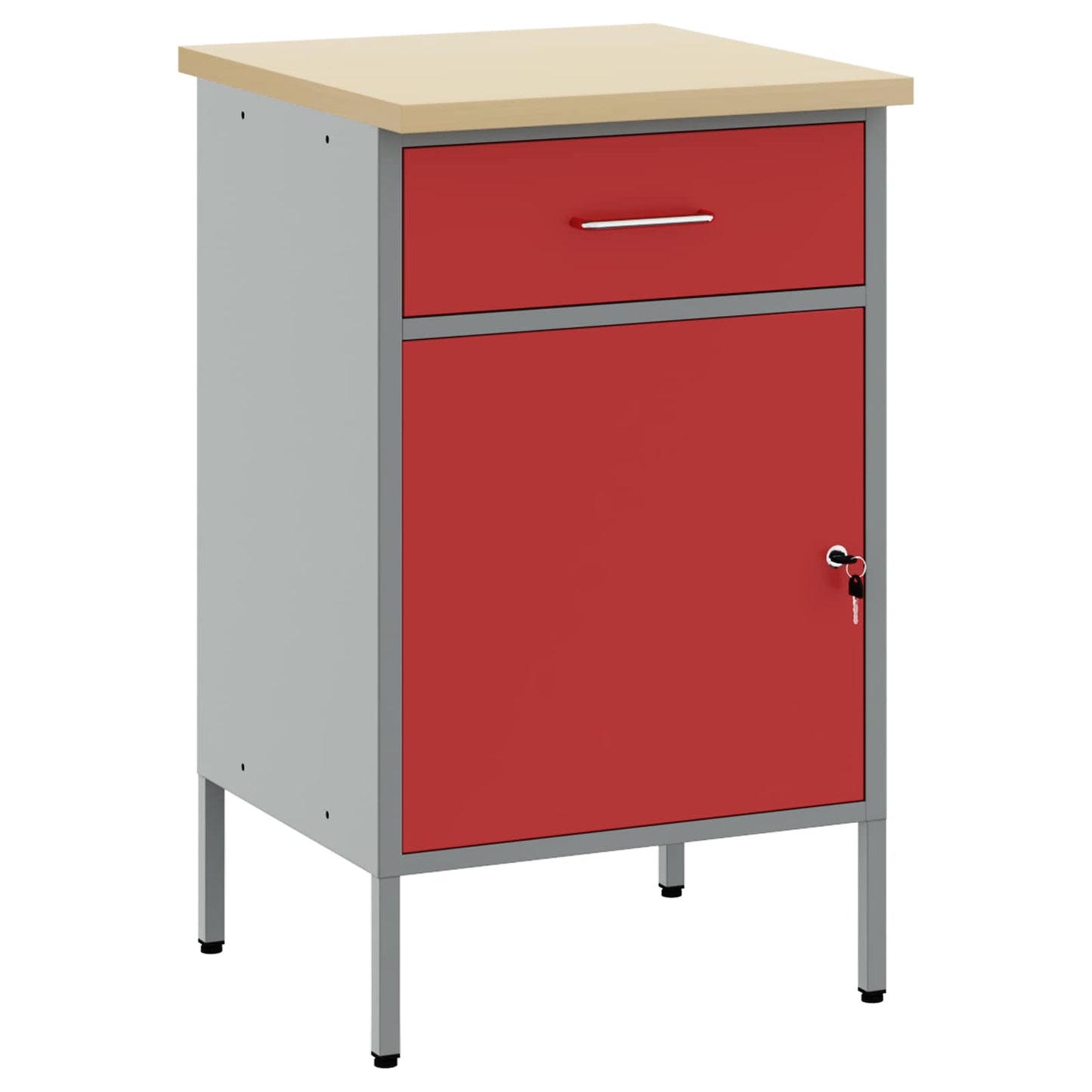 Banco da lavoro VidaXL rosso e grigio 50 x 55 x 85 cm in MDF e acciaio