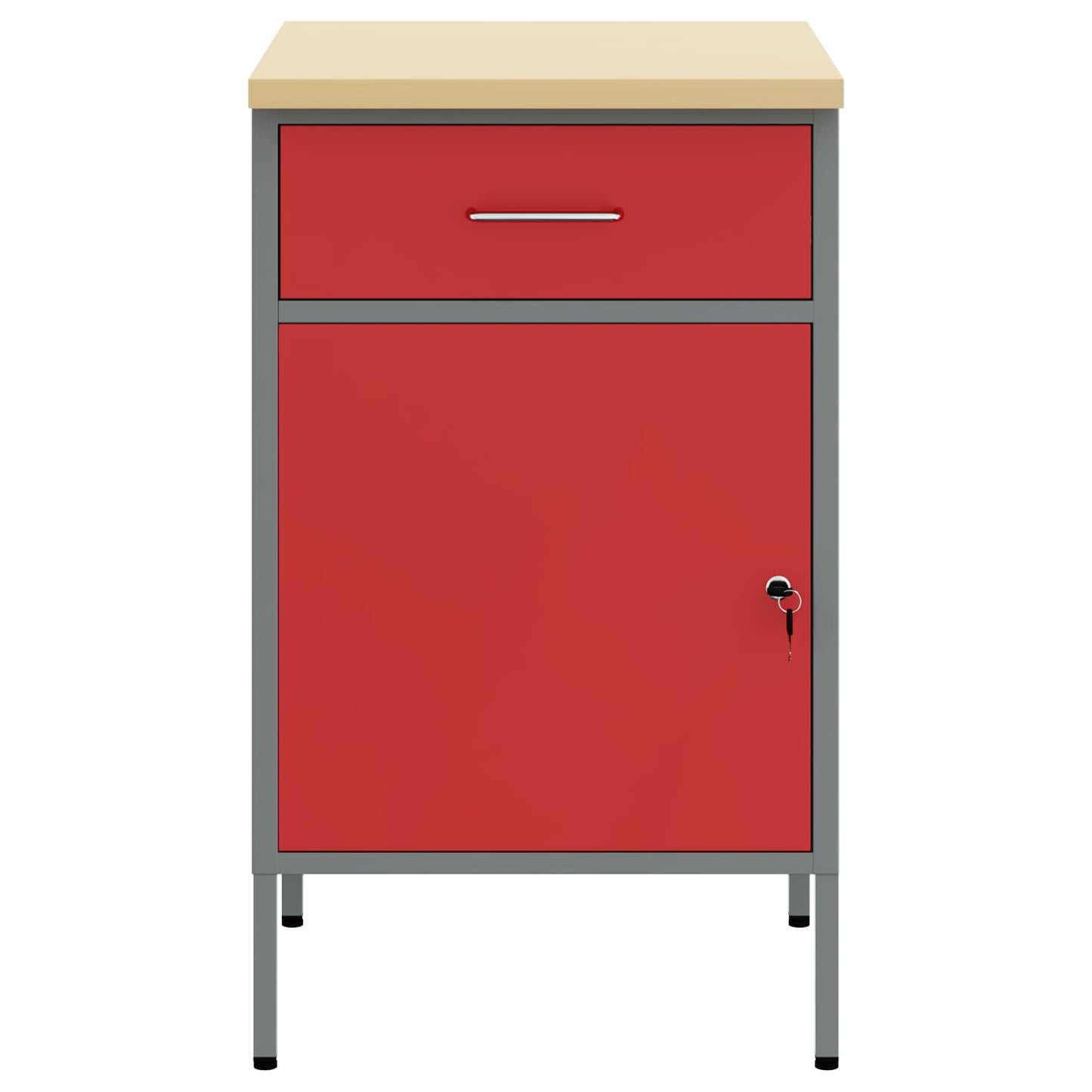 Banco da lavoro VidaXL rosso e grigio 50 x 55 x 85 cm in MDF e acciaio