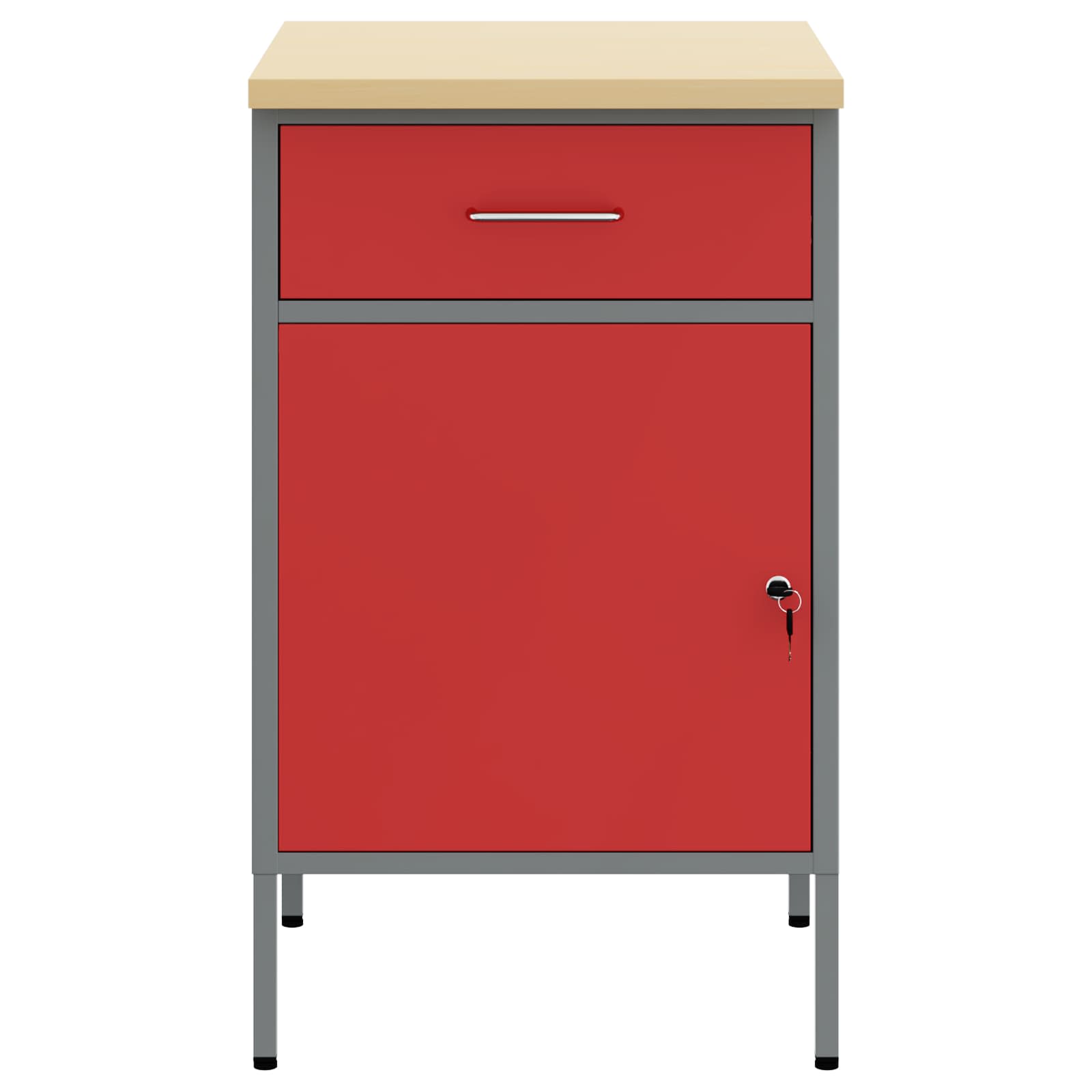 Banco da lavoro VidaXL rosso e grigio 50 x 55 x 85 cm in MDF e acciaio