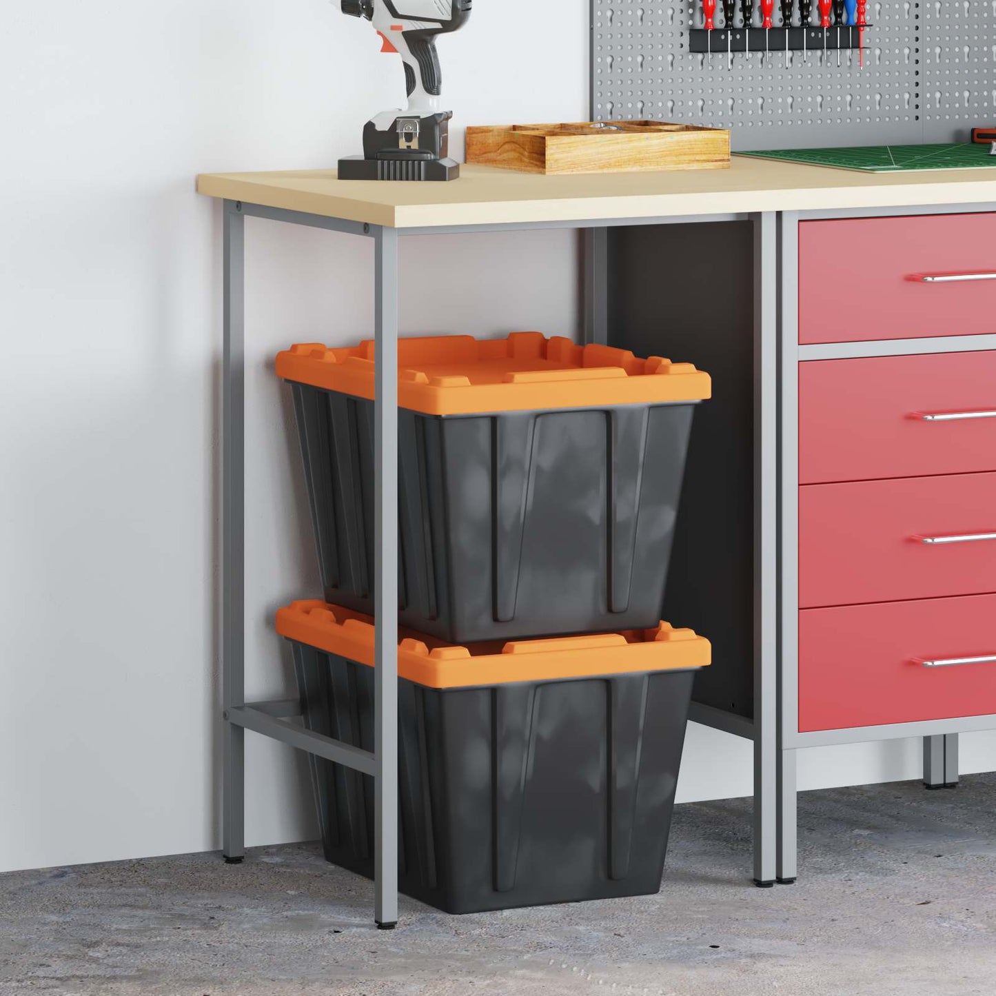 Tavolo angolare Vidaxx grigio 55 x 55 x 85 cm in acciaio e derivati del legno