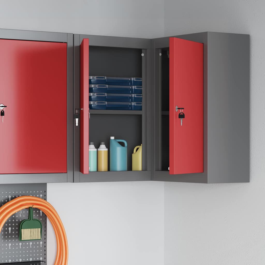Armadio portautensili Vidaxxl con ripiano rosso e grigio 55 x 55 x 55 cm