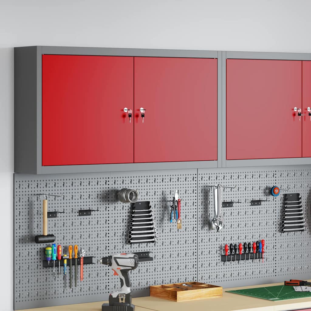 Armadio portautensili Vidaxx con ripiano rosso e grigio 50 x 20 x 55 cm