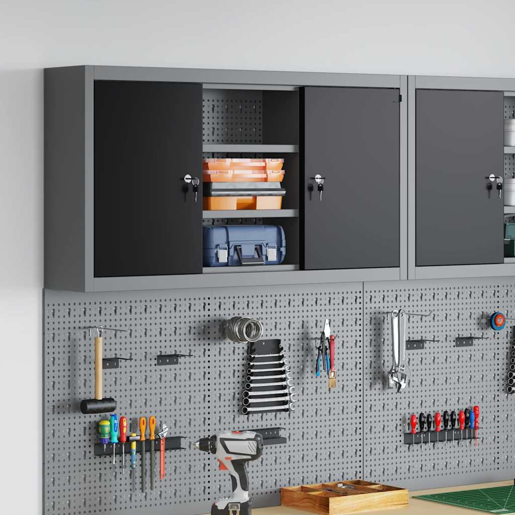 Vidaxxl armario para herramientas con estante negro y gris 50 x 20 x 55 cm