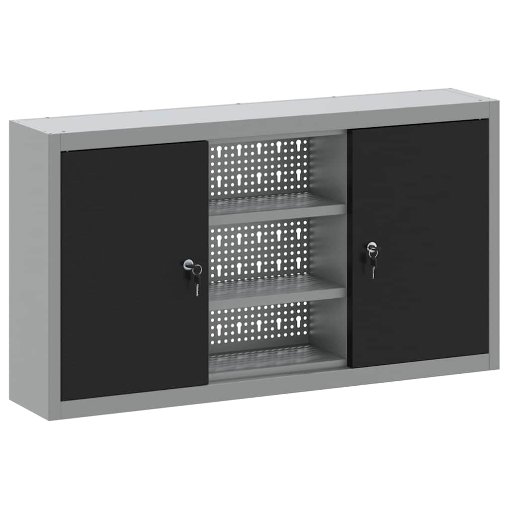 Vidaxxl armario para herramientas con estante negro y gris 50 x 20 x 55 cm