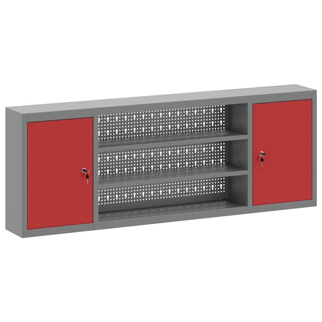 Armadio portautensili Vidaxx con ripiano rosso e grigio 50 x 20 x 55 cm