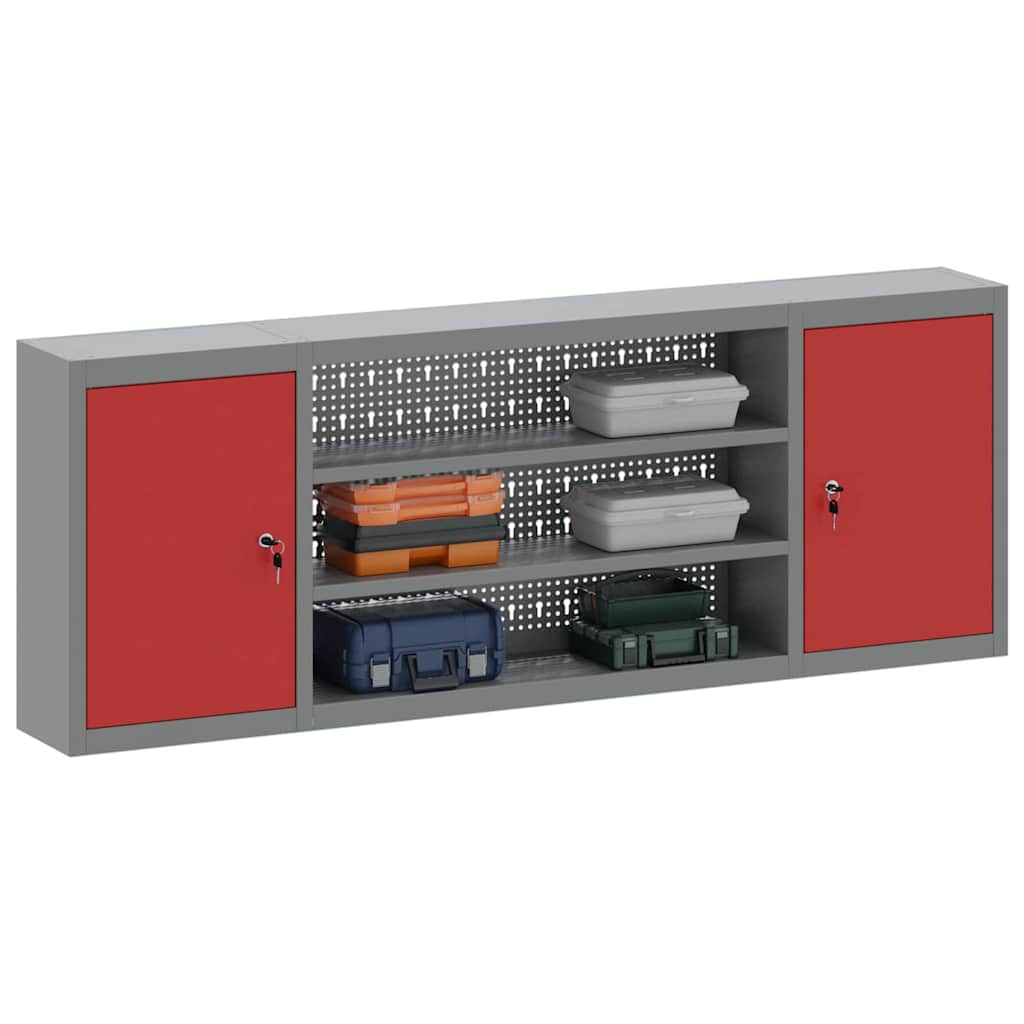 Armadio portautensili Vidaxx con ripiano rosso e grigio 50 x 20 x 55 cm