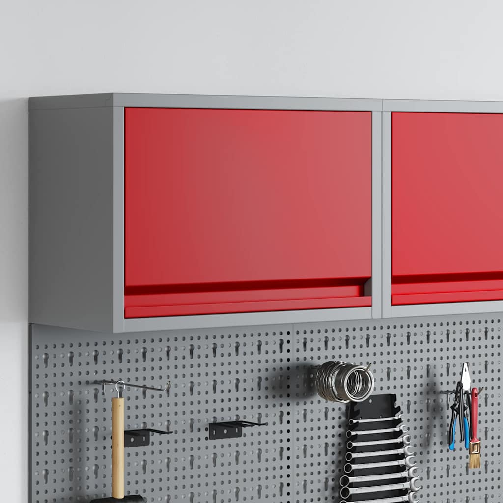 Vidaxl gereedschapskast met opslag rood en grijs 50 x 25 x 35 cm