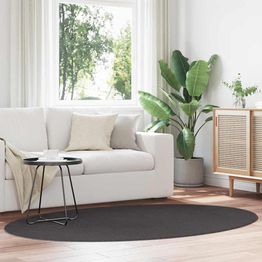 Vidaxl tappeto ovale huarte antracite 140 x 200 cm 100% poliestere