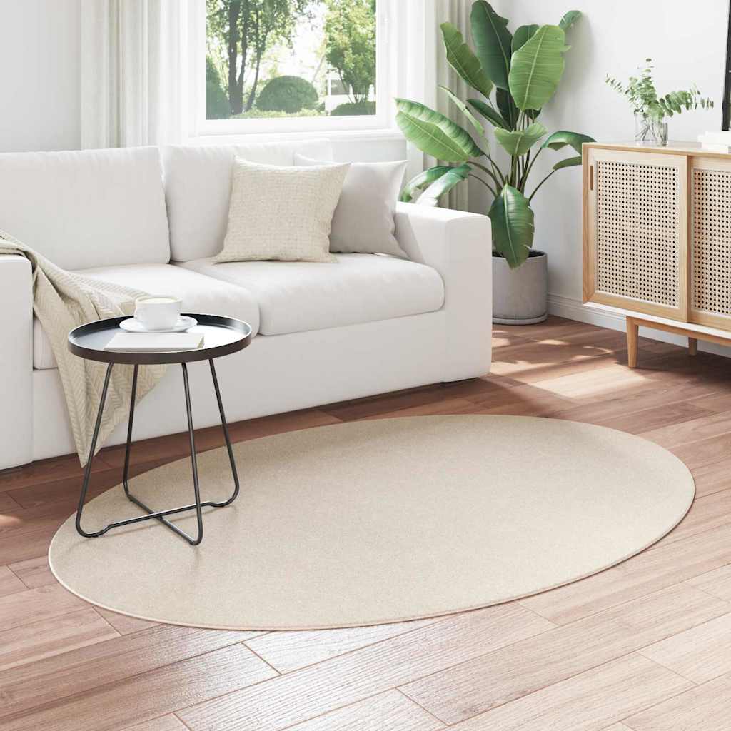 Vidaxl alfombras ovaladas huarte beige 120 x 170 cm 100% poliéster