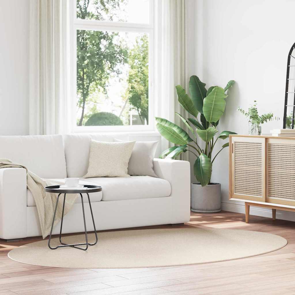 Vidaxl vloerkleden ovaal huarte beige 160 x 230 cm 100% polyester