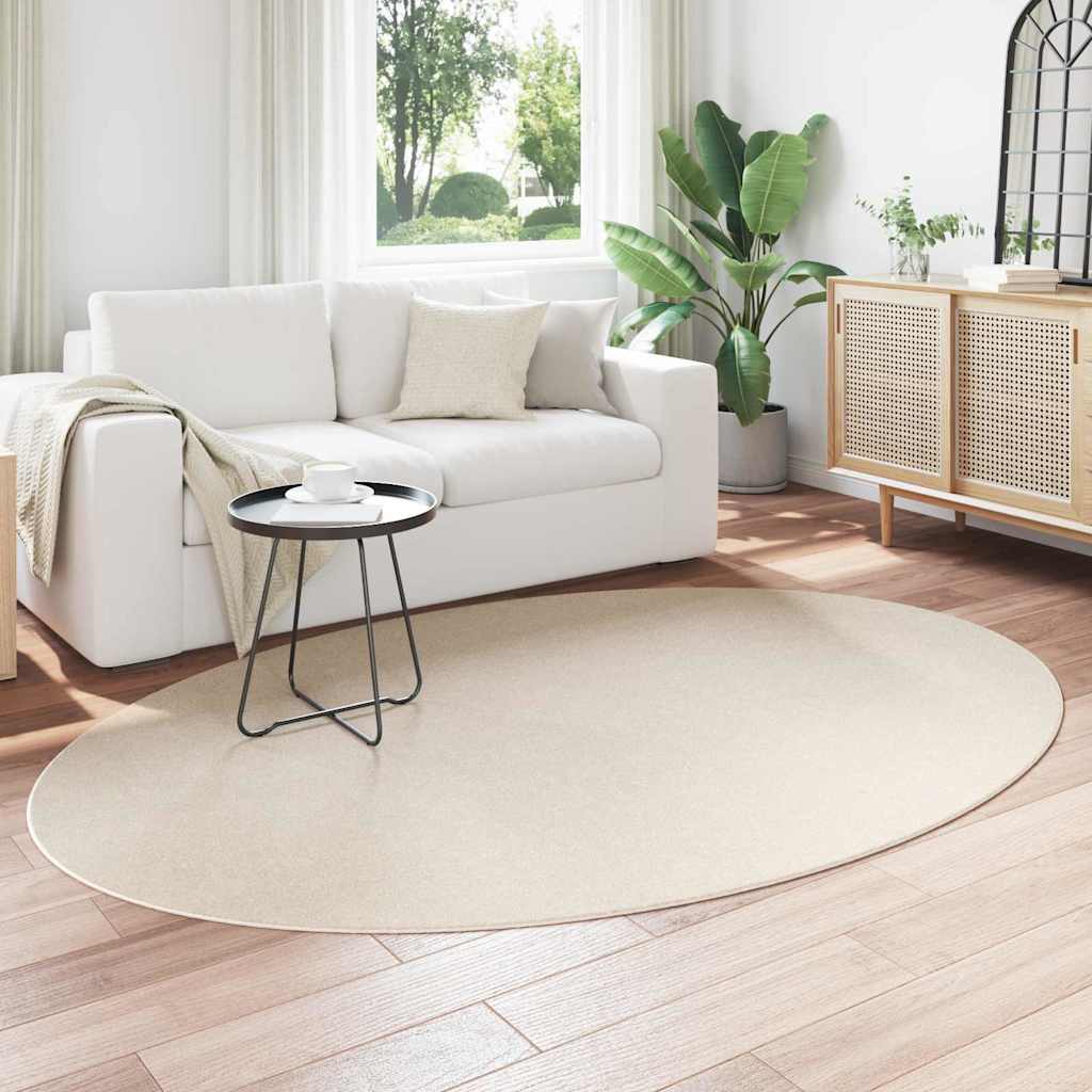 Vidaxl vloerkleden ovaal huarte beige 160 x 230 cm 100% polyester
